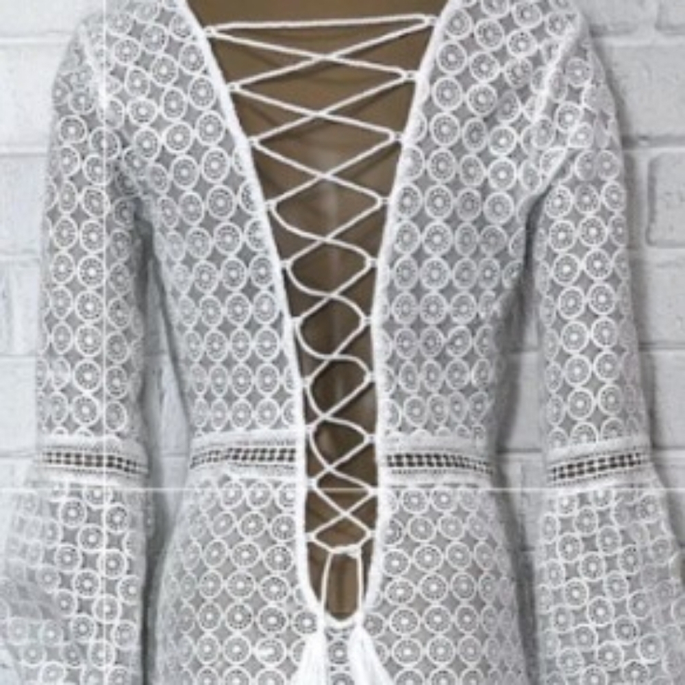 VICI Elegant White Crochet Dress - Picture 5 of 7